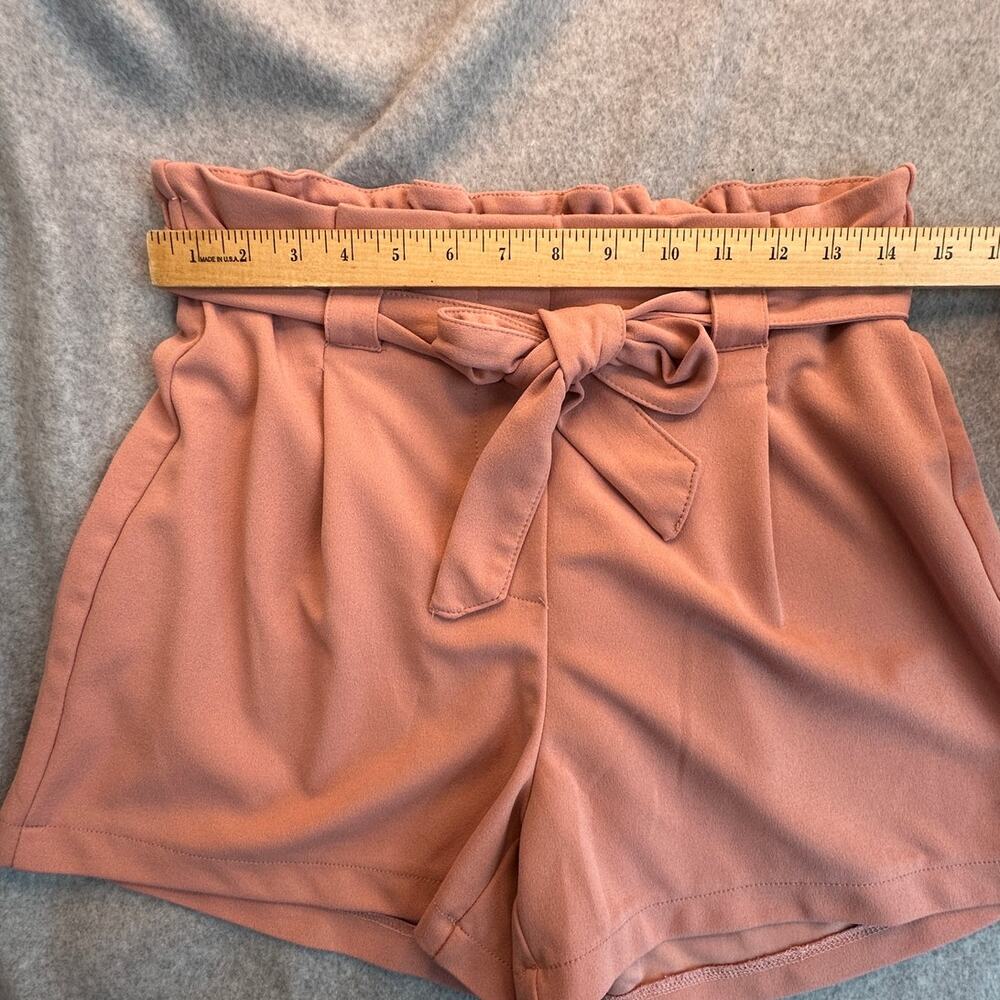 Ci Sono High Waisted Tie Belt Paperbag Shorts Pink XL - Picture 4 of 10